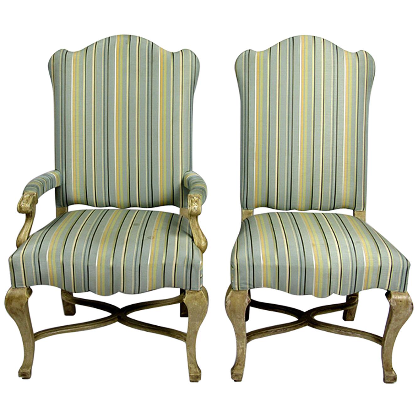 Set of Two 20th Century Hand-Carved Chairs For Sale