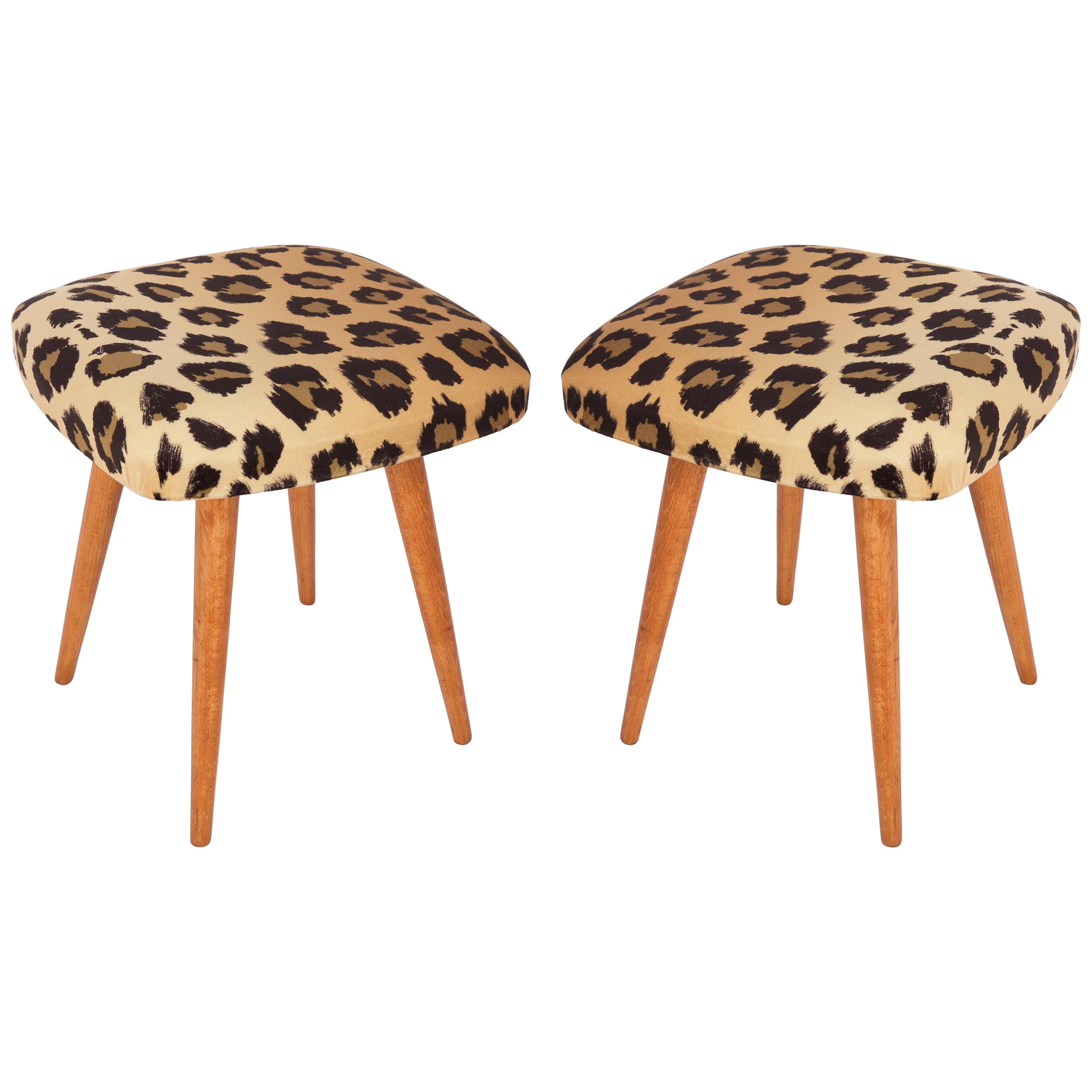 Set of Two 20th Century Leopard Vintage Stools 1960s