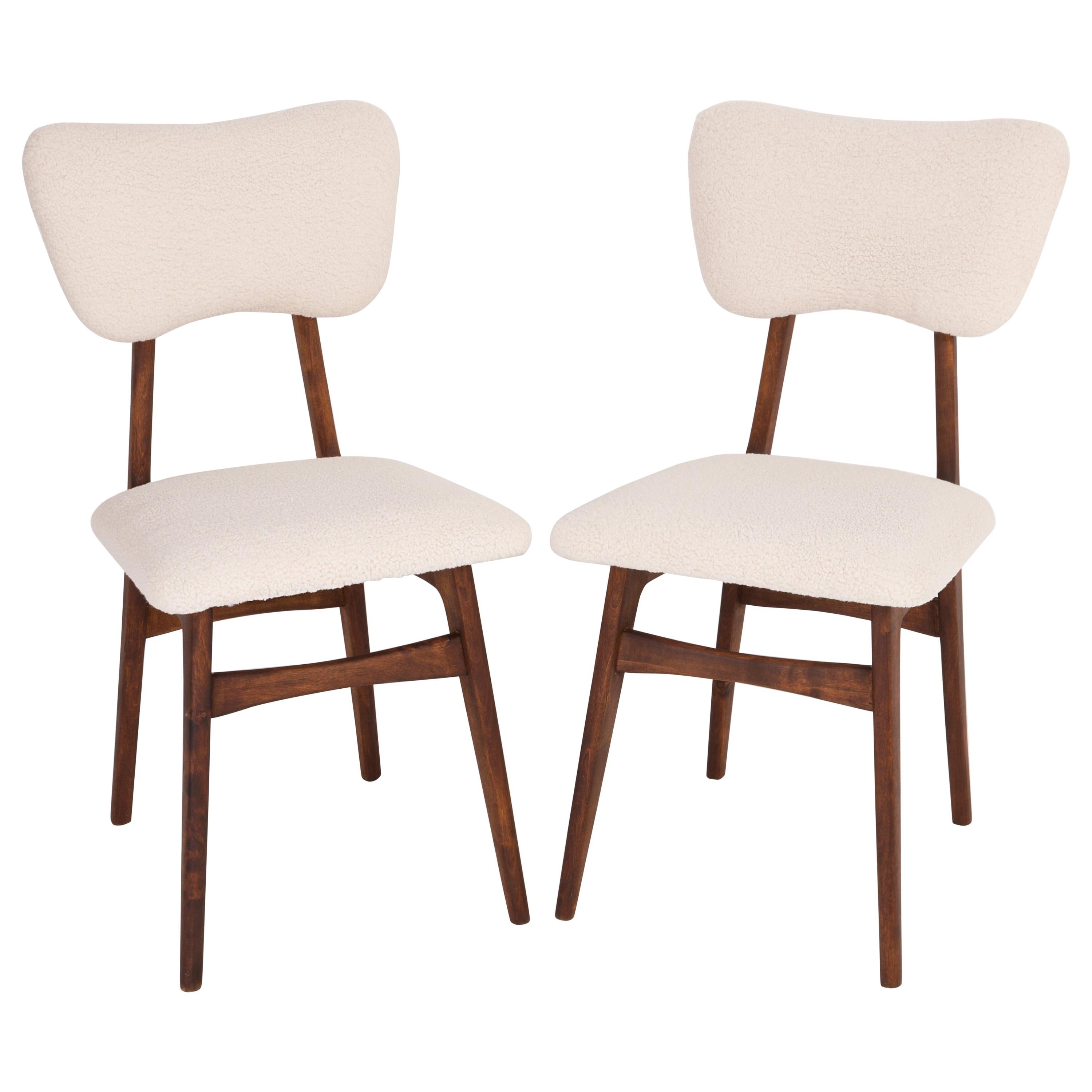 Set of Two 20th Century Light Crème Boucle Chairs, 1960s For Sale
