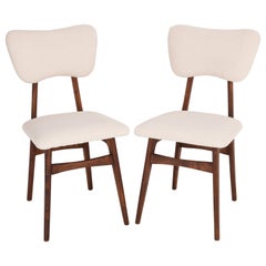 Vintage Set of Two 20th Century Light Crème Boucle Chairs, 1960s