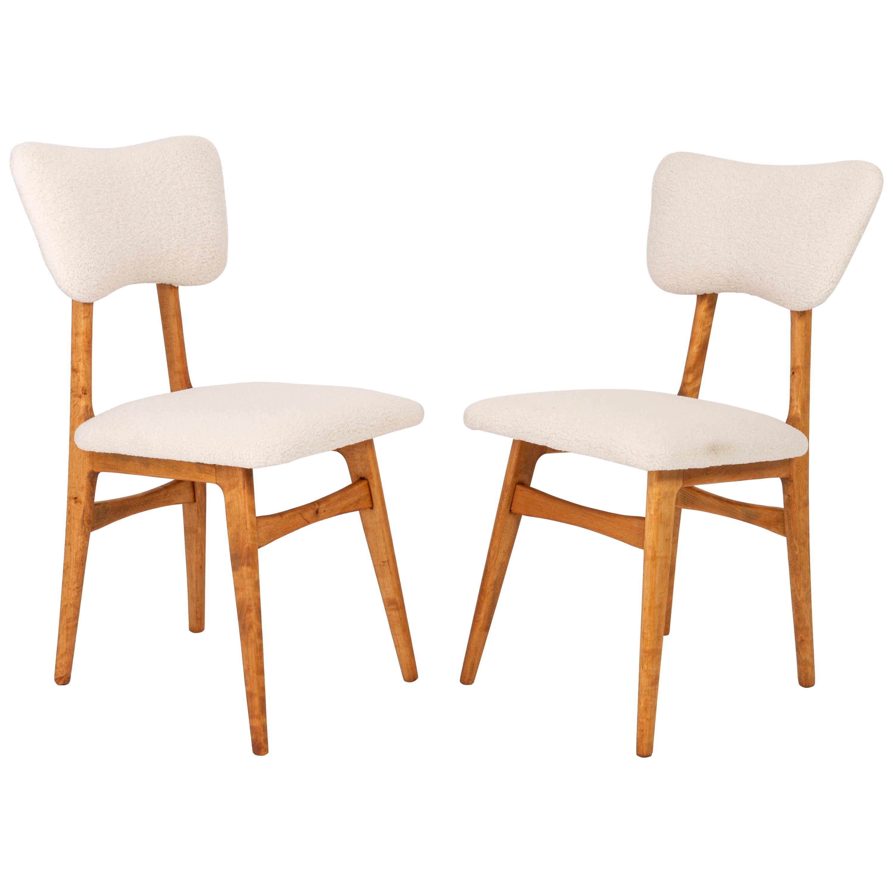 Set of Two 20th Century Light Crème Boucle Chairs, 1960s For Sale