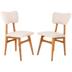 Set of Two 20th Century Light Crème Boucle Chairs, 1960s