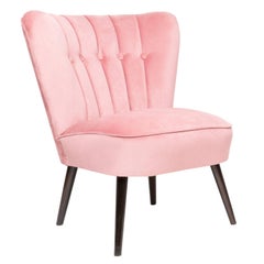 Set di due poltrone club in velluto rosa del XX secolo, Germania, anni '60