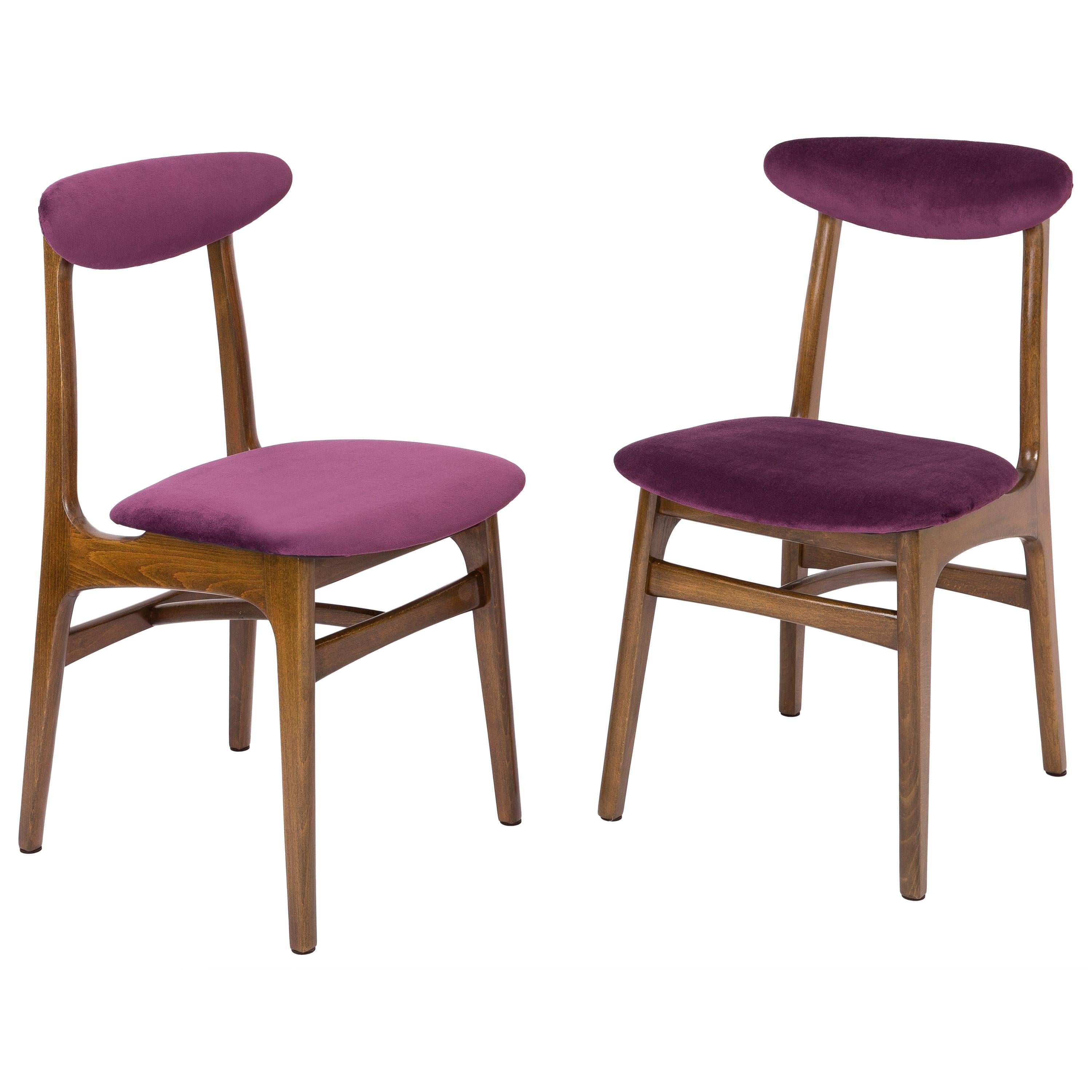 Set of Two 20th Century Plum Velvet Rajmund Halas Chairs, Europe, 1960s For Sale
