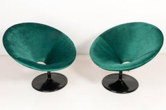 Ensemble de deux fauteuils pivotants vert foncé vintage du 20ème siècle, années 1960