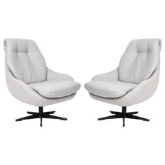 Set of Two 20th Century Vintage Gray Swivel Armchairs, 1960s
