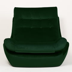 Set of Two 20th Century Vintage Green Velvet Giant Atlantis Armchairs, 1960s
