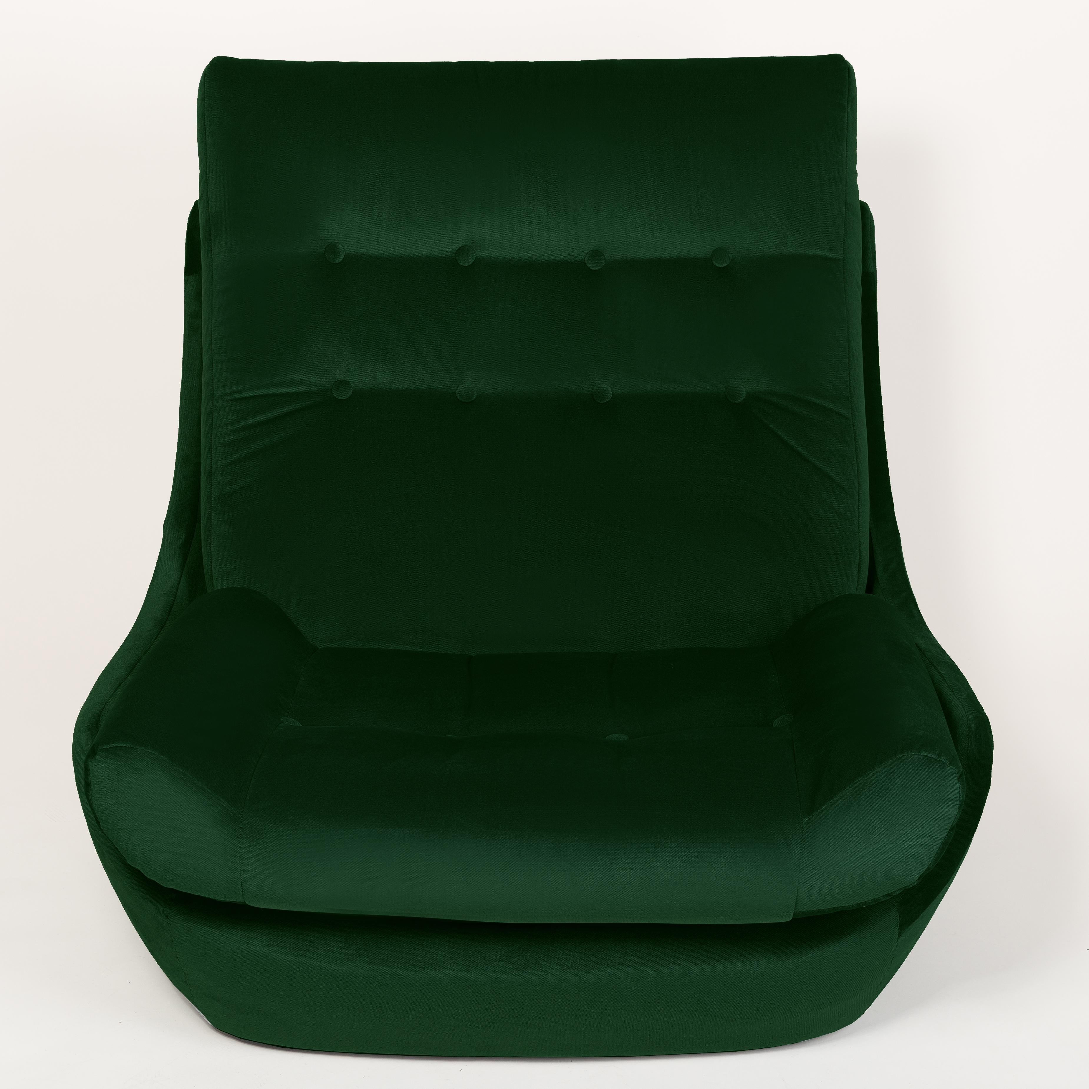 Set of Two 20th Century Vintage Green Velvet Giant Atlantis Armchairs, 1960s For Sale 2