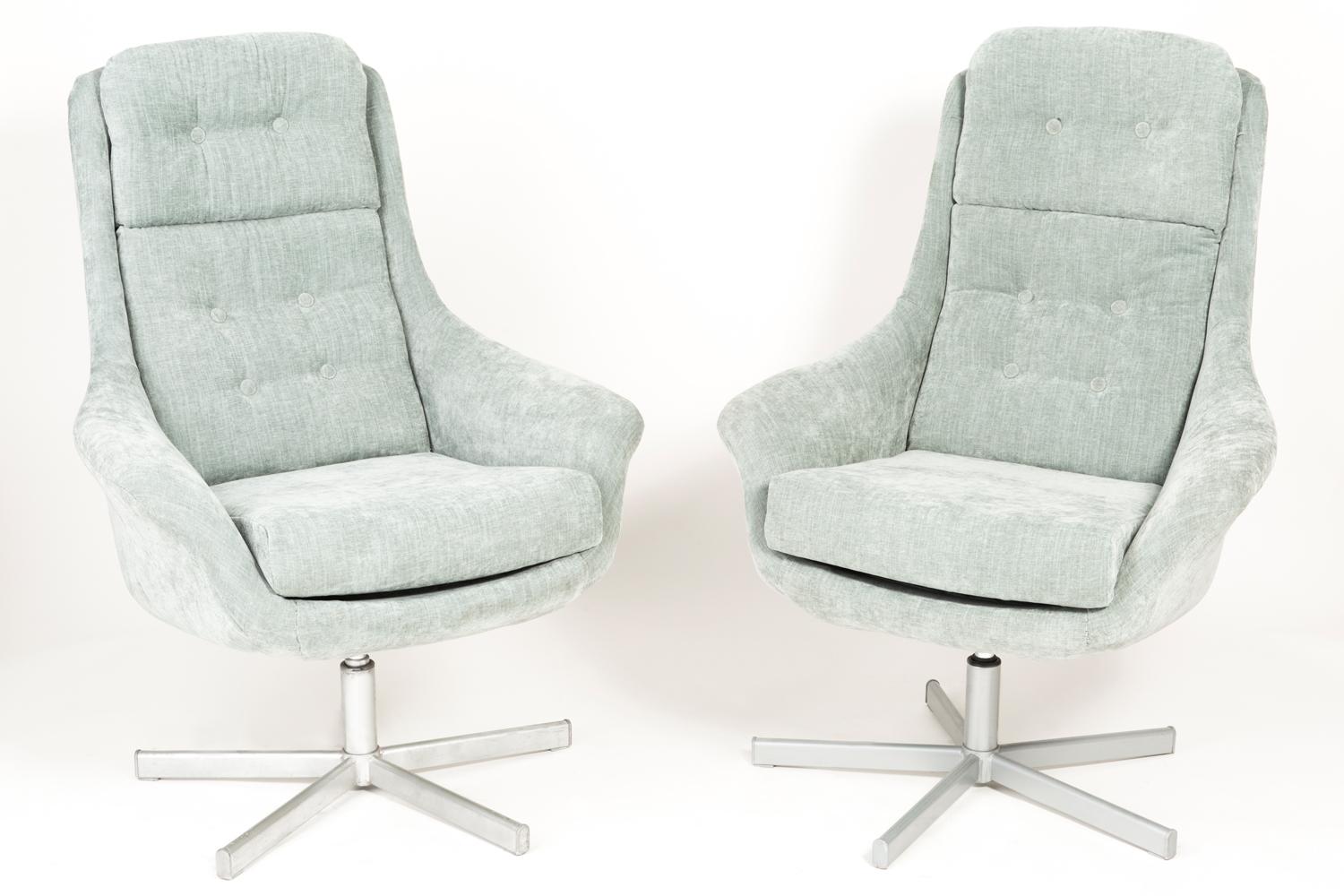 Set of two swivel armchairs from the 1970s, produced in the Silesian furniture factory in Swiebodzin - at the moment they are unique. Due to their dimensions, they perfectly blend in even in small apartments providing comfort and beautiful