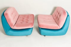 Set of Two 20th Century Vintage Pink and Blue Atlantis Armchairs, 1960s