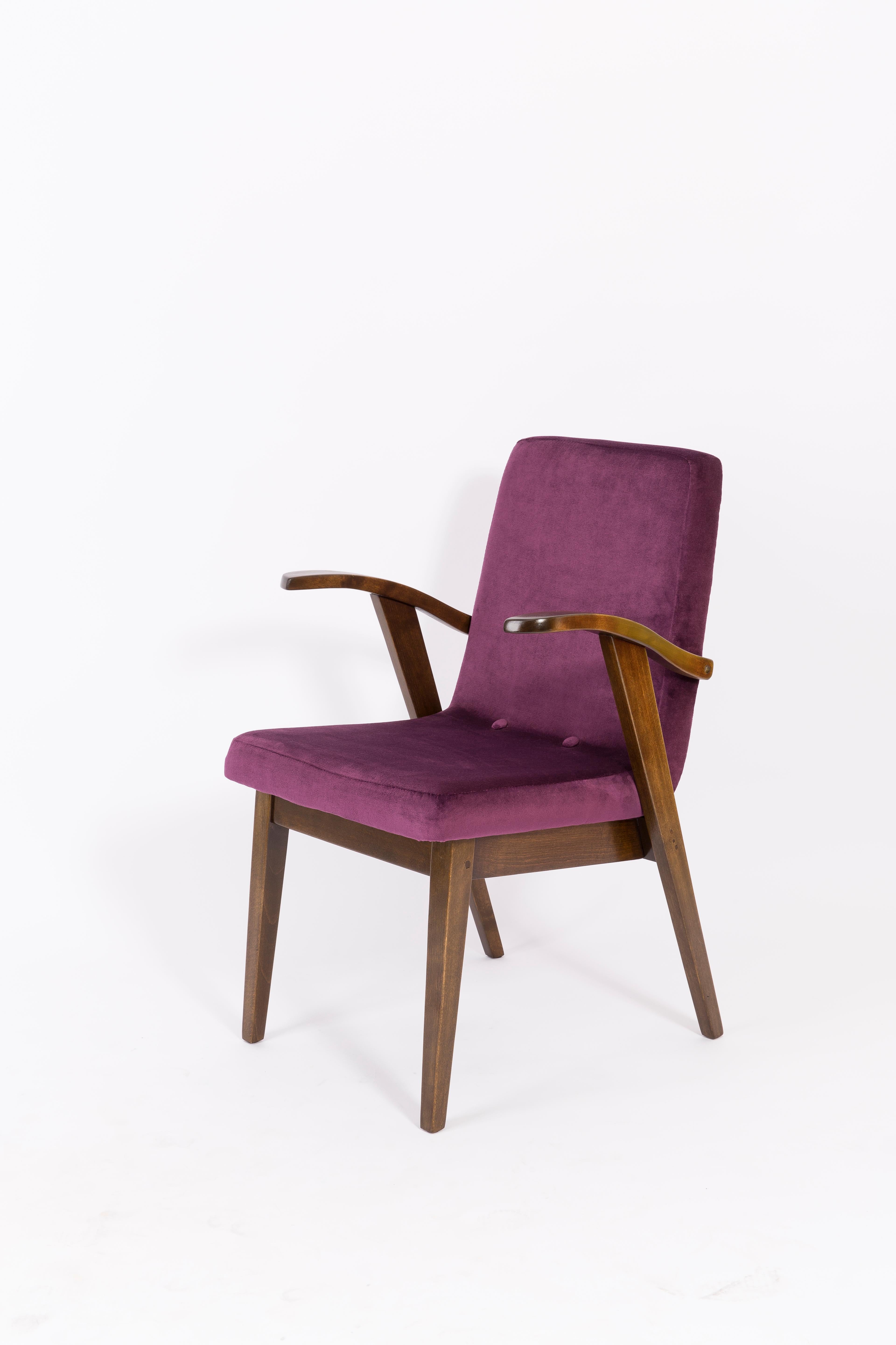 Set of Two 20th Century Vintage Plum Violet Armchair by Mieczyslaw Puchala 1960s For Sale 1