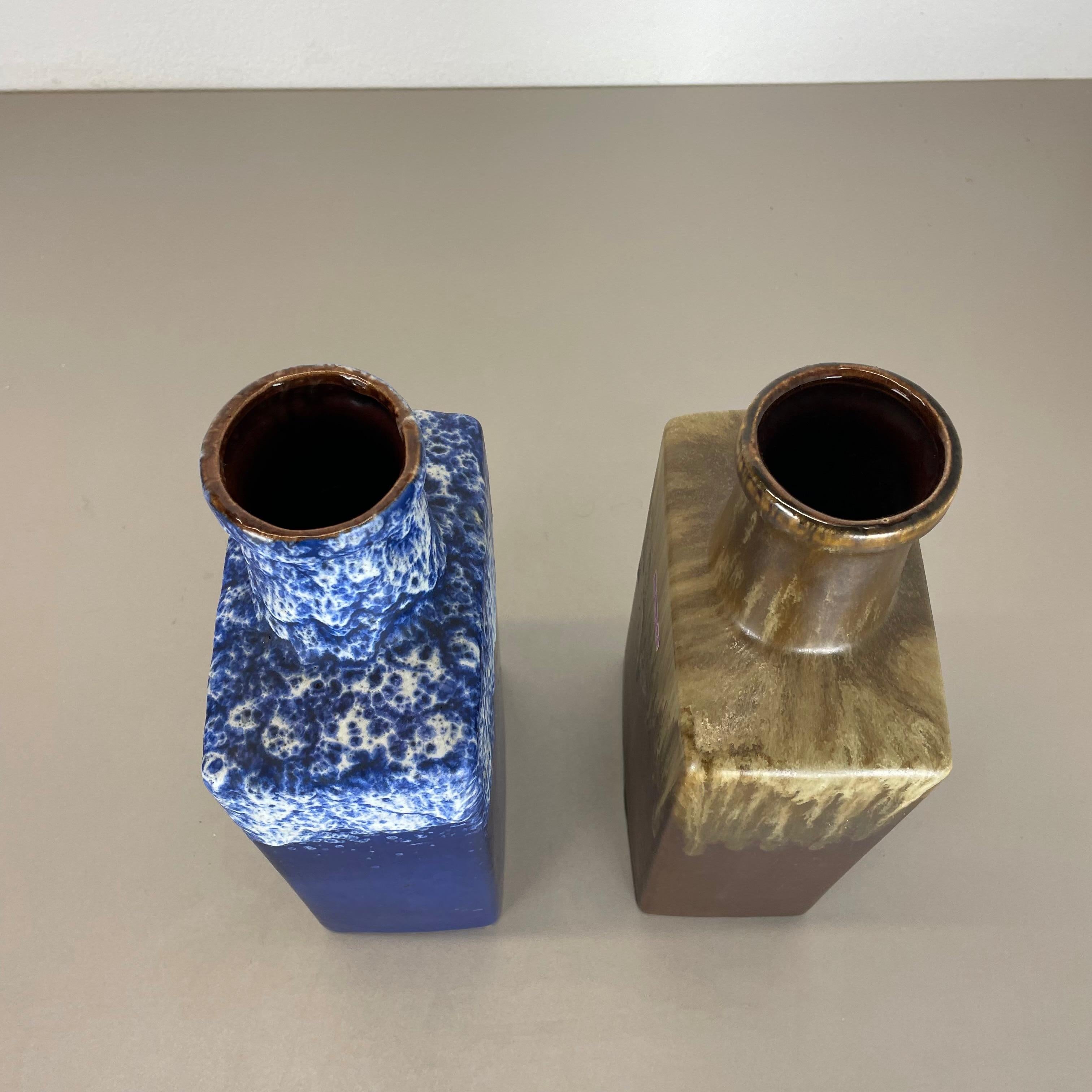 20th Century Set of Two Vintage Pottery Fat Lava Vases Made by Scheurich, Germany, 1970s For Sale