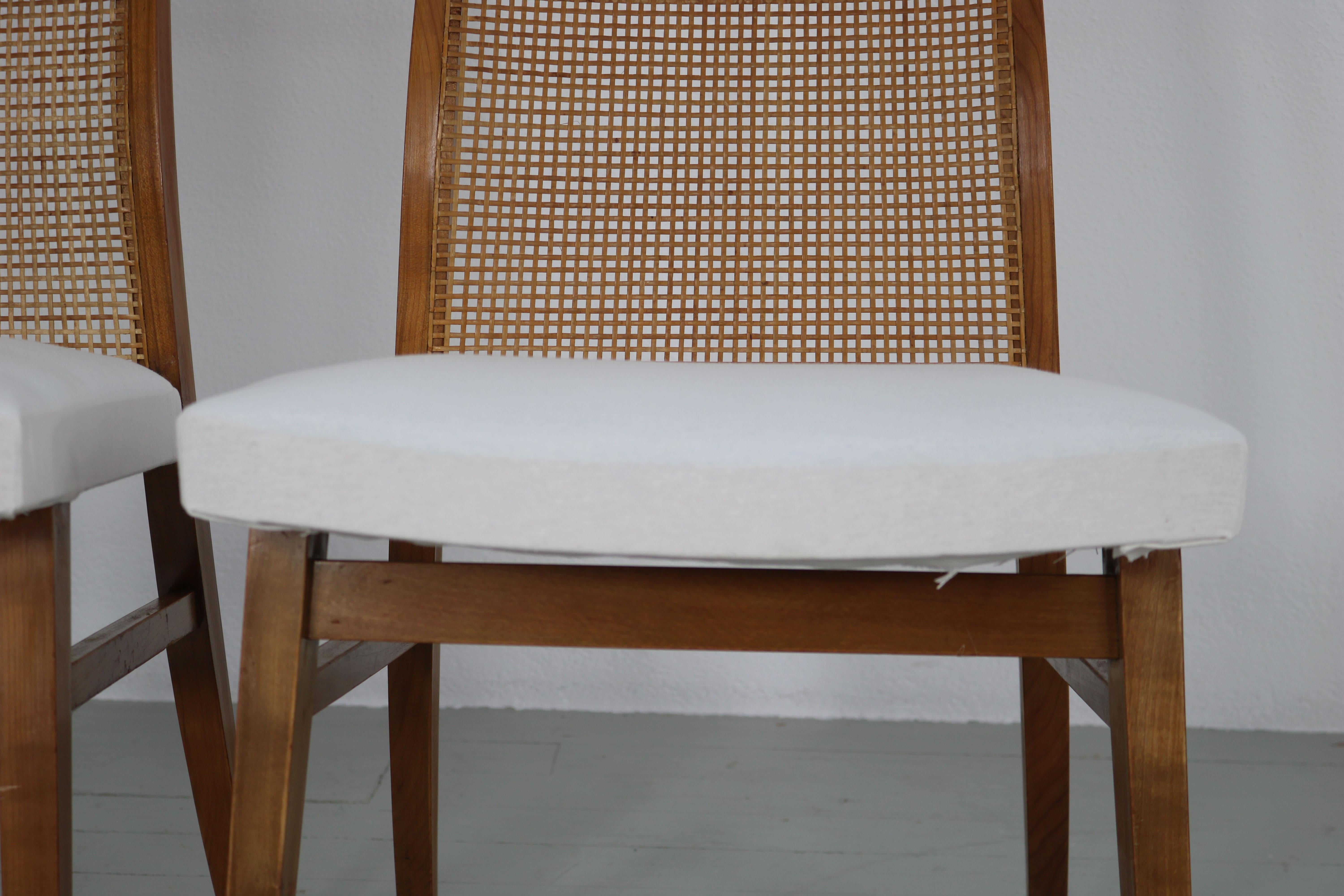 Set of Two 50s Beech Wood Chairs with Woven Back 13