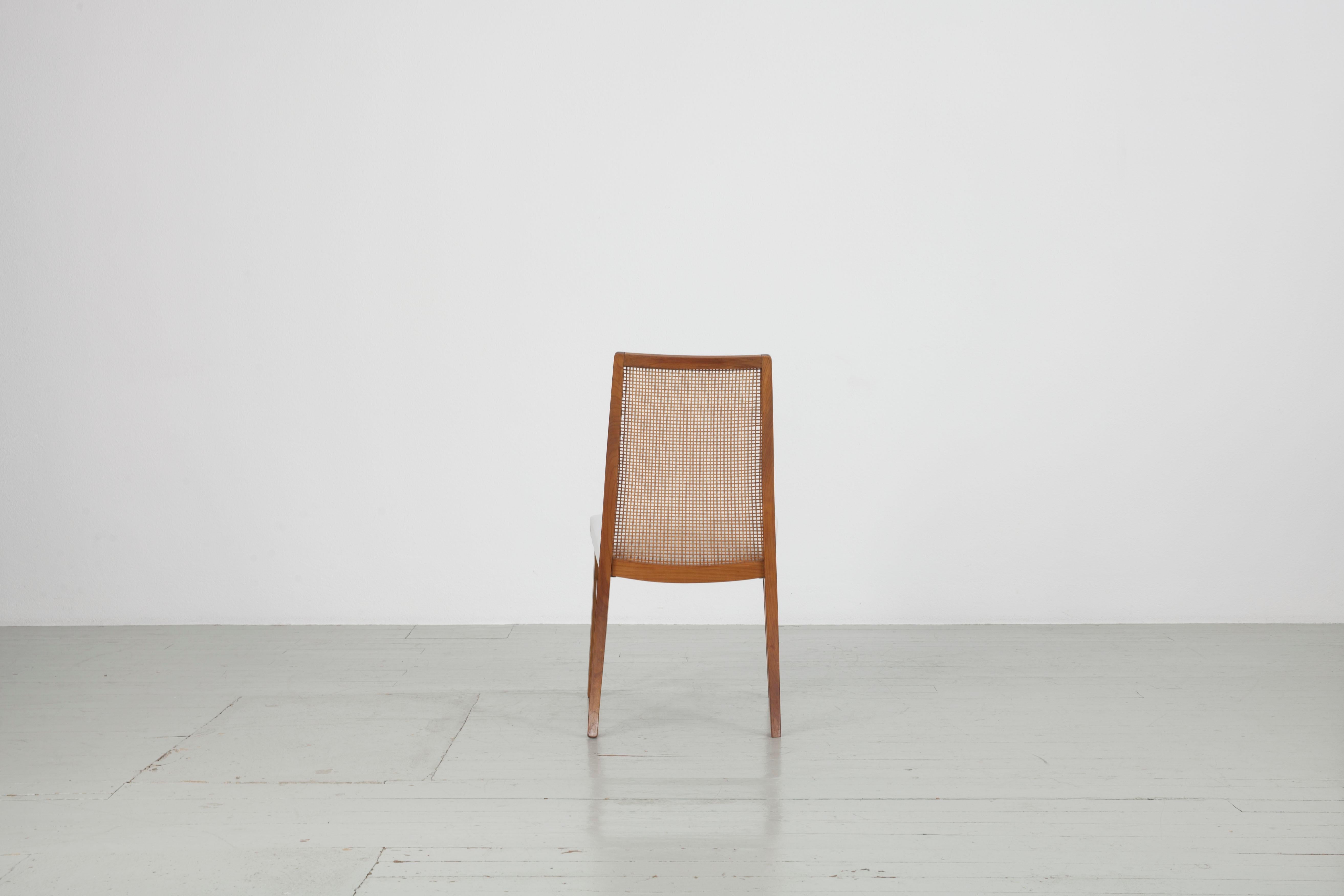 Mid-20th Century Set of Two 50s Beech Wood Chairs with Woven Back