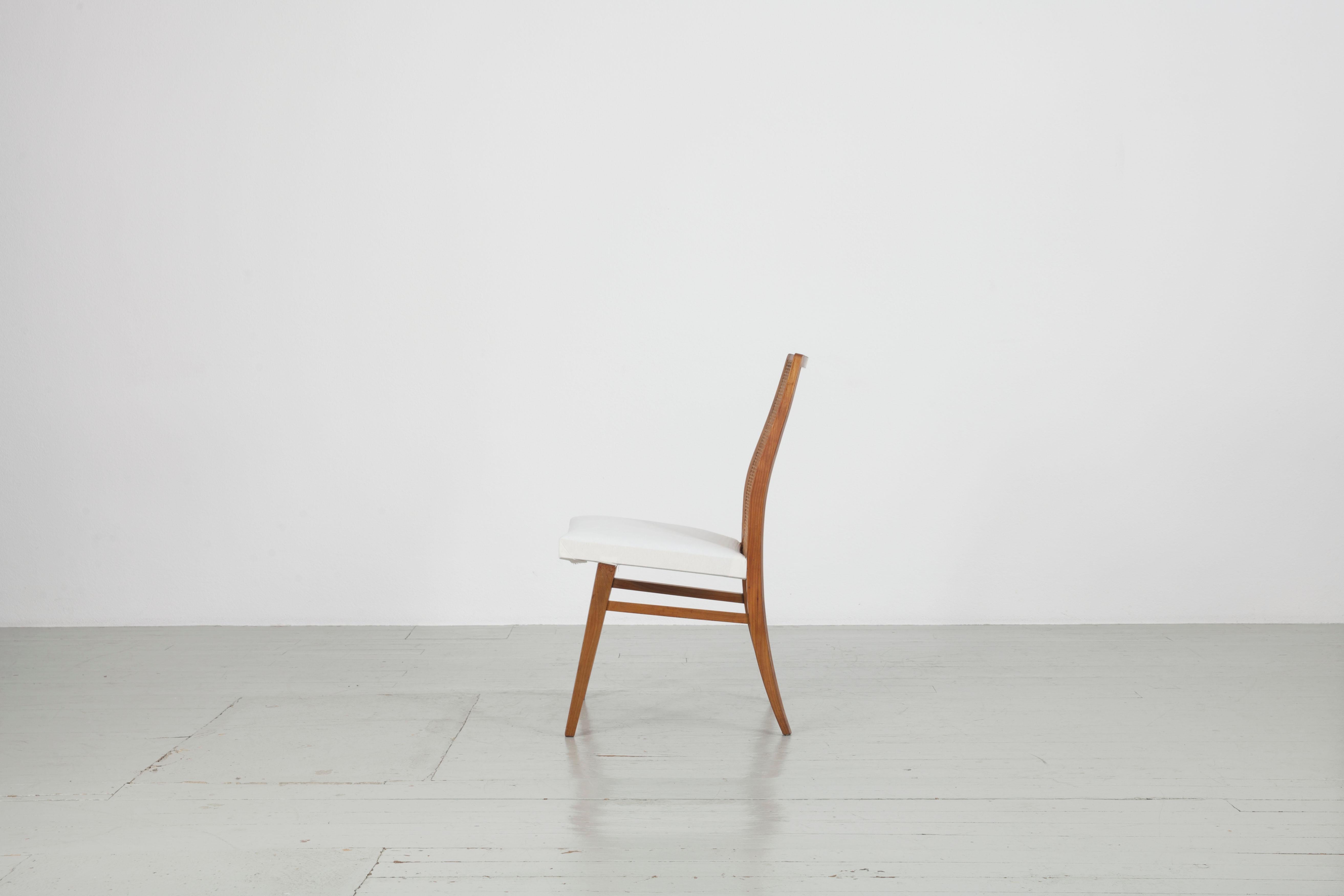 Set of Two 50s Beech Wood Chairs with Woven Back 1