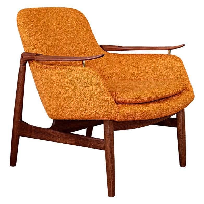 Danish Set of Two 53 Chairs in Fabric and Wood by Finn Juhl