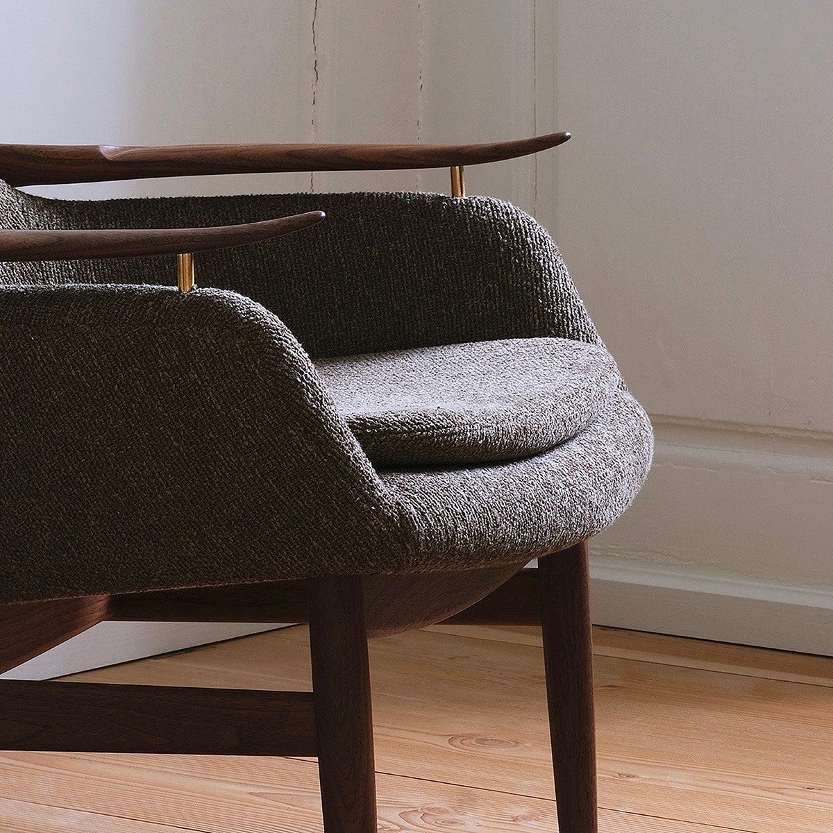 Contemporary Set of Two 53 Chairs in Fabric and Wood by Finn Juhl