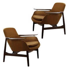 Set of Two 53 Chairs in Fabric and Wood by Finn Juhl