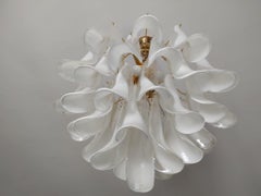 Set of Two 6-light Murano Glass "Petals" chandeliers, 1970s