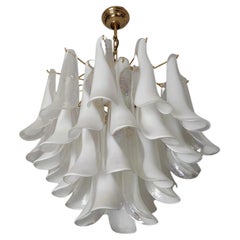 Set of Two 6-light Murano Glass "Petals" chandeliers, 1970s