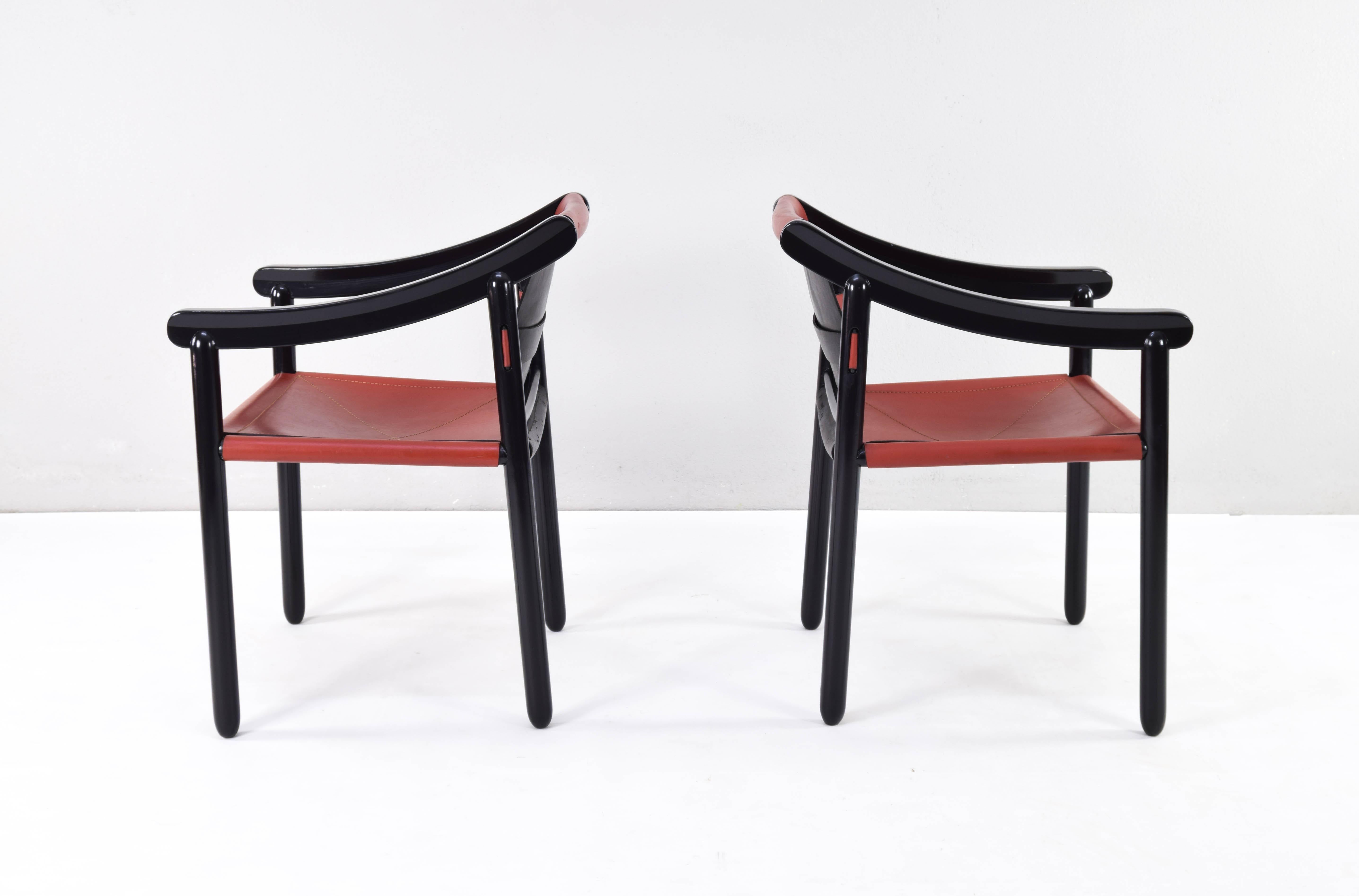 Lacquered Set of Two 905 Vico Magistretti Italian Modern Cassina Armchairs
