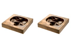 Set of Two Abstract Decorative Objects In Vintage Brass Finish