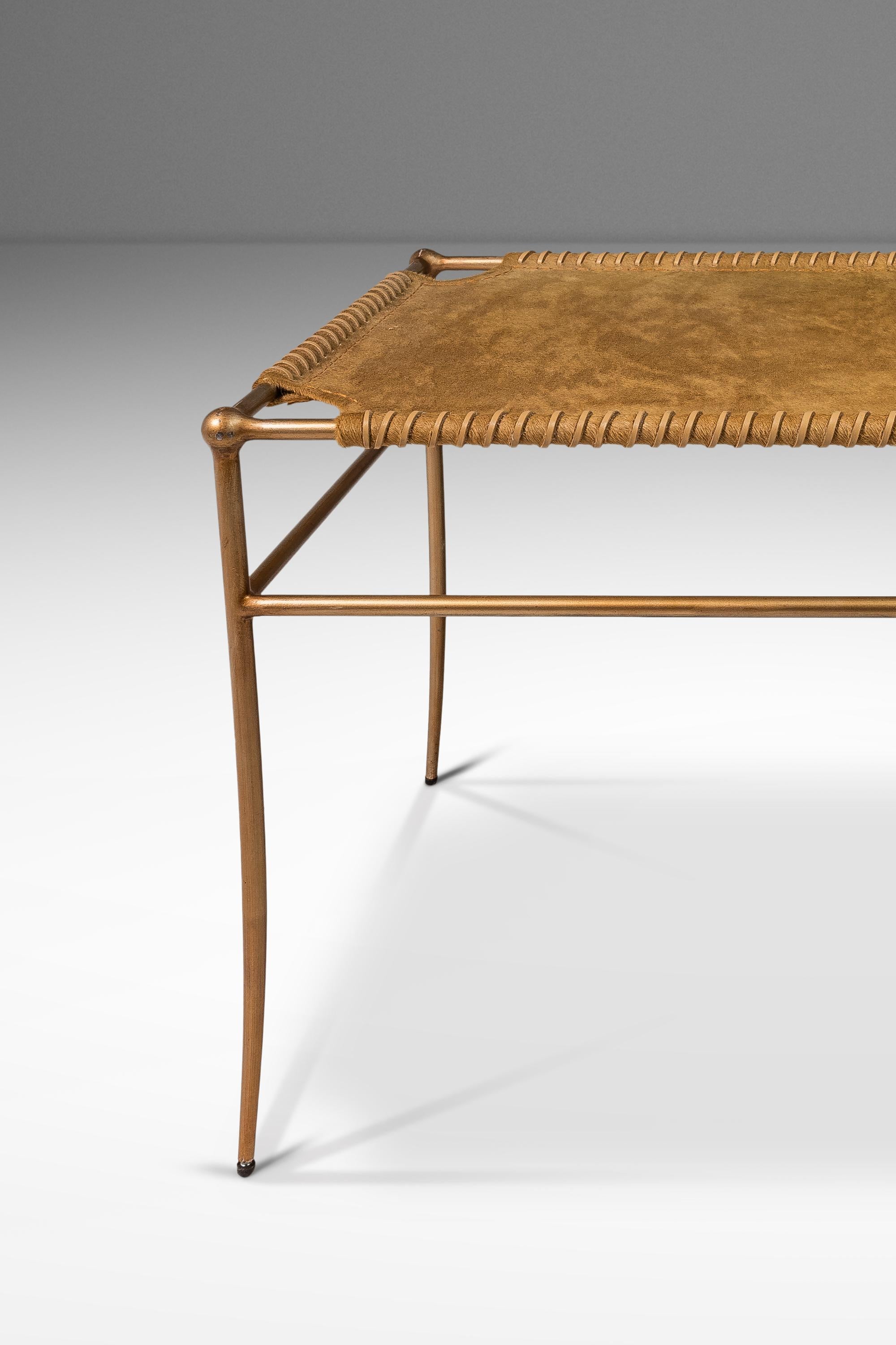 Set of Two Accent Benches in Leather After T.H. Robsjohn-Gibbings, USA, c. 1980s For Sale 9