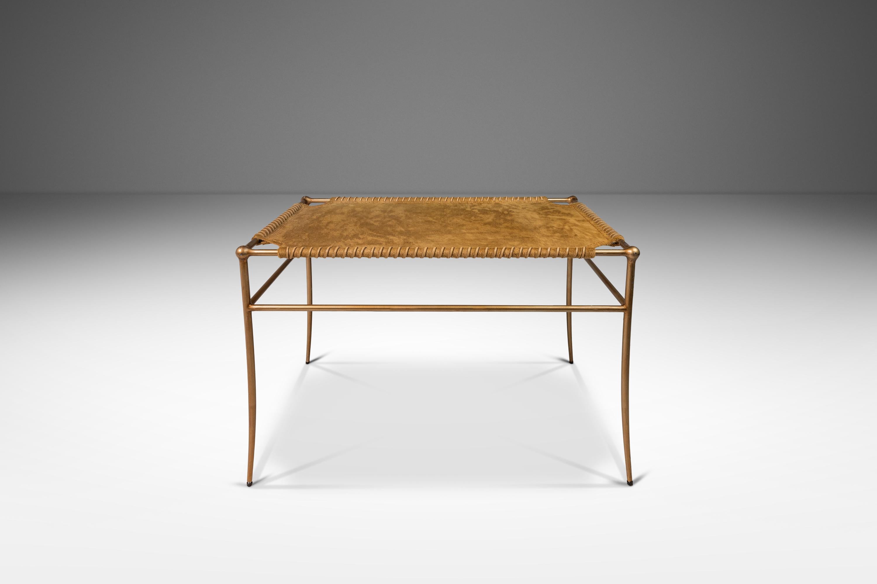 Mid-Century Modern Set of Two Accent Benches in Leather After T.H. Robsjohn-Gibbings, USA, c. 1980s For Sale
