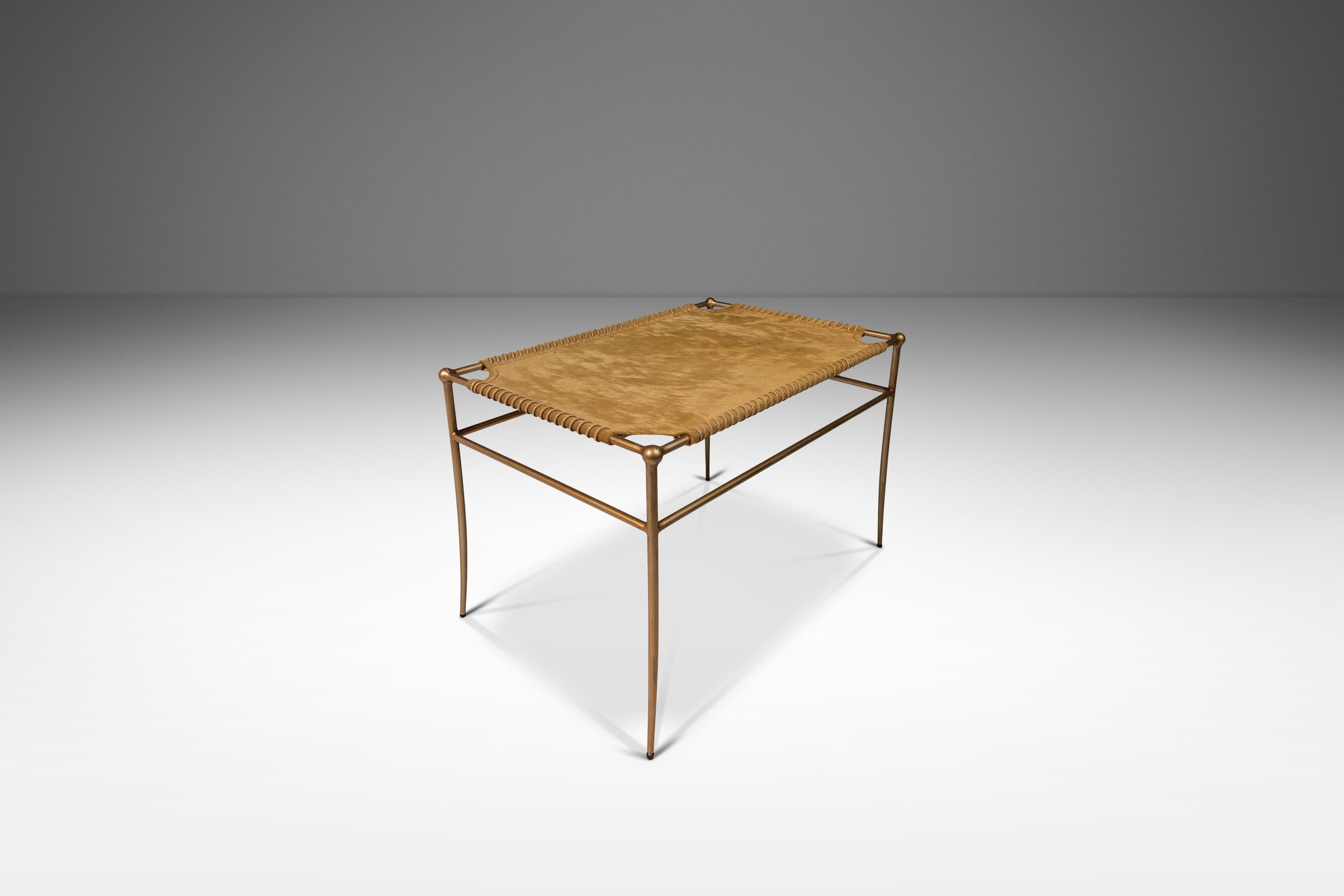 American Set of Two Accent Benches in Leather After T.H. Robsjohn-Gibbings, USA, c. 1980s For Sale