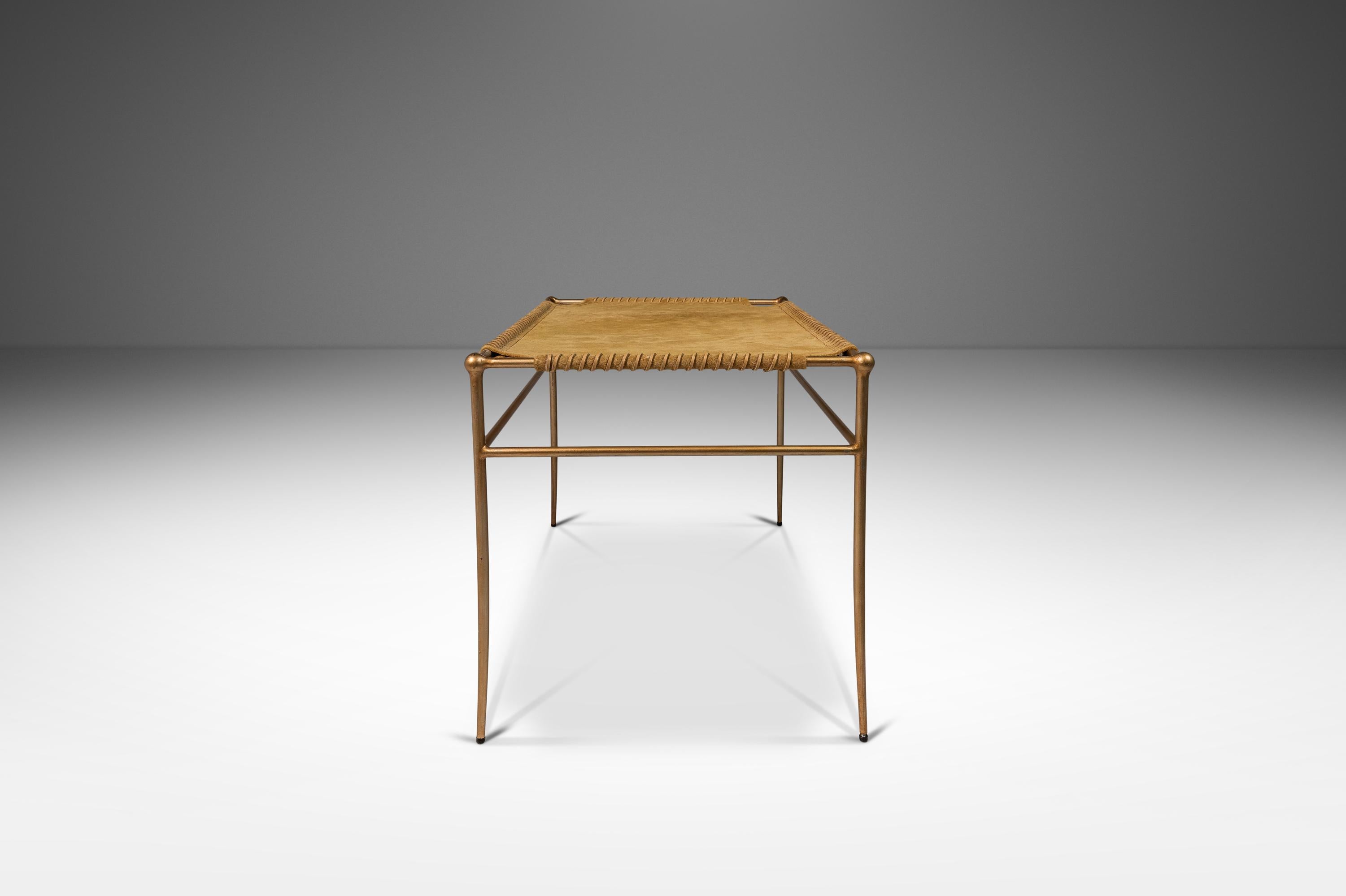 Set of Two Accent Benches in Leather After T.H. Robsjohn-Gibbings, USA, c. 1980s In Good Condition For Sale In Deland, FL