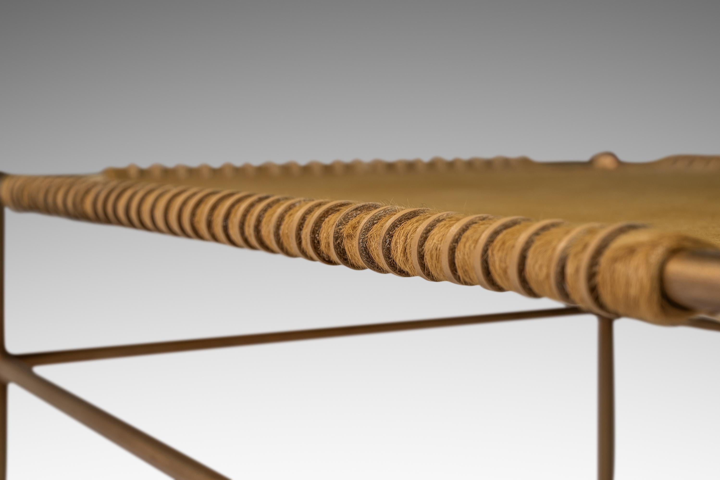 Animal Skin Set of Two Accent Benches in Leather After T.H. Robsjohn-Gibbings, USA, c. 1980s For Sale