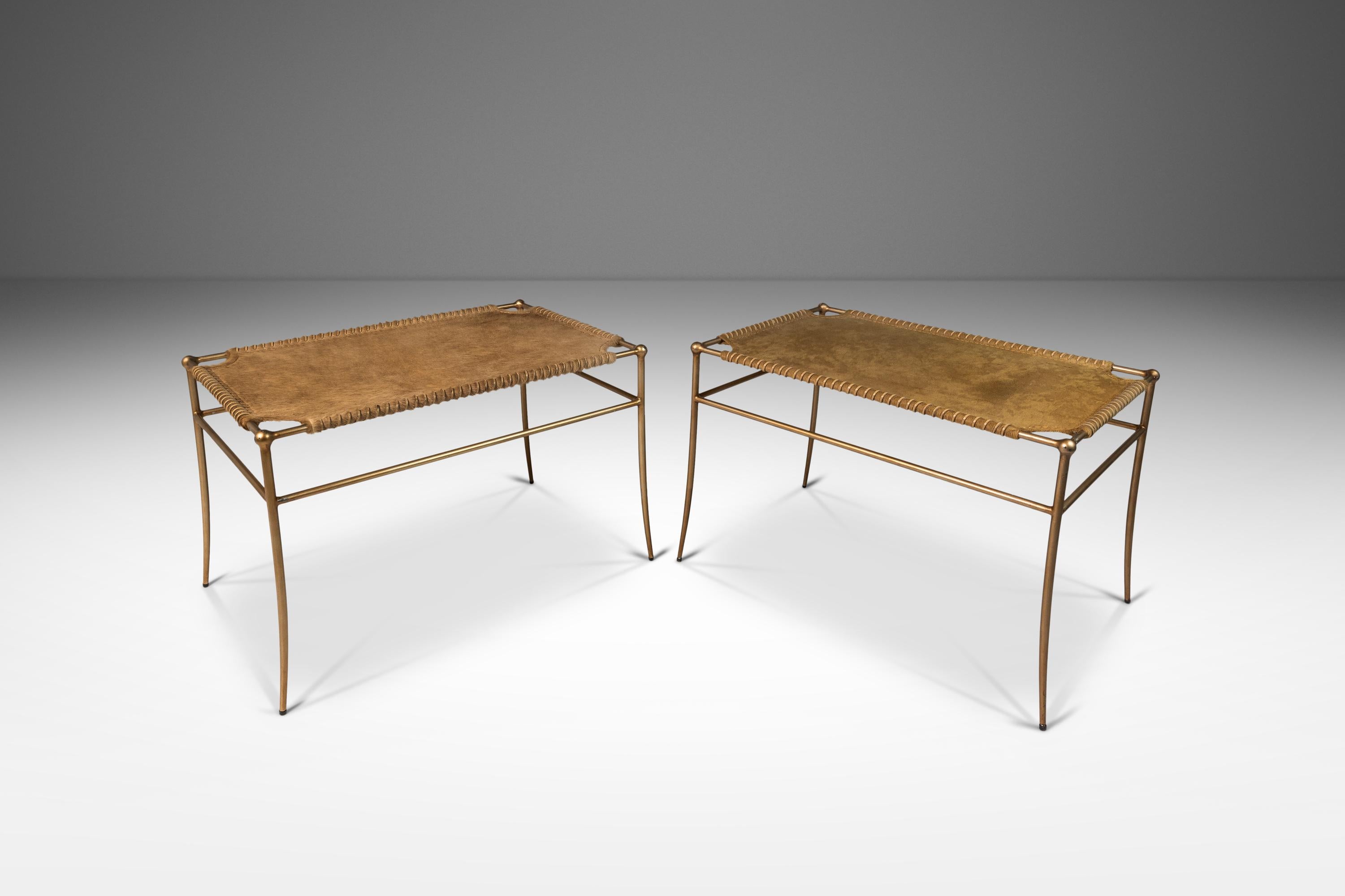Set of Two Accent Benches in Leather After T.H. Robsjohn-Gibbings, USA, c. 1980s For Sale 2