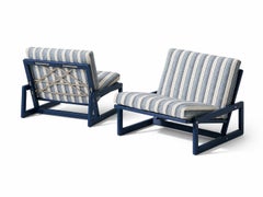 Set of Two Afra & Tobia Scarpa ‘Carlotta’ Outdoor Blue Armchairs for Cassina