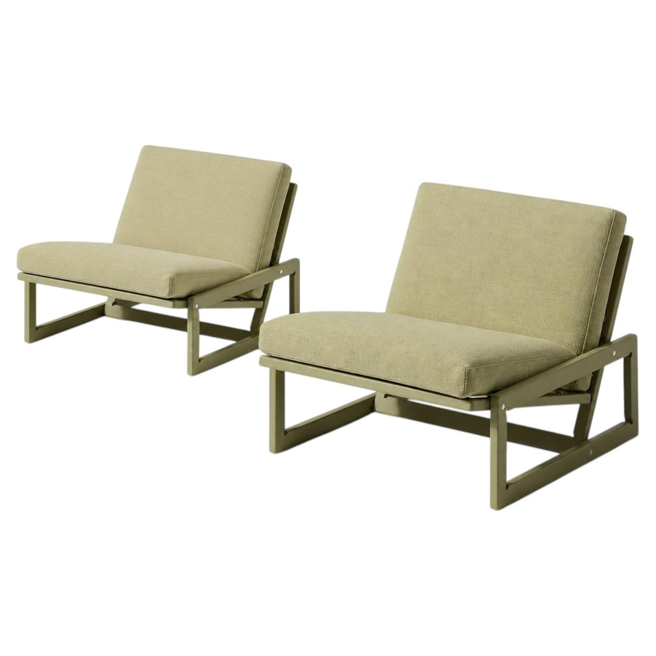 Ensemble de deux fauteuils d'extérieur verts Afra & Tobia Scarpa 'Carlotta' pour Cassina