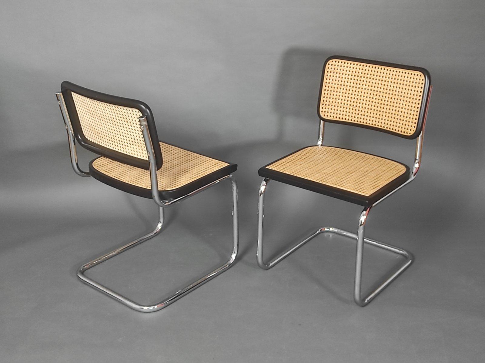 Satz von zwei Cesca-Stühlen nach Marcel Breuer, Italien 1970er Jahre (Ende des 20. Jahrhunderts) im Angebot