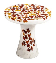 Set of Two Agate Jigsaw Inlay Side Tables Handcrafted in India