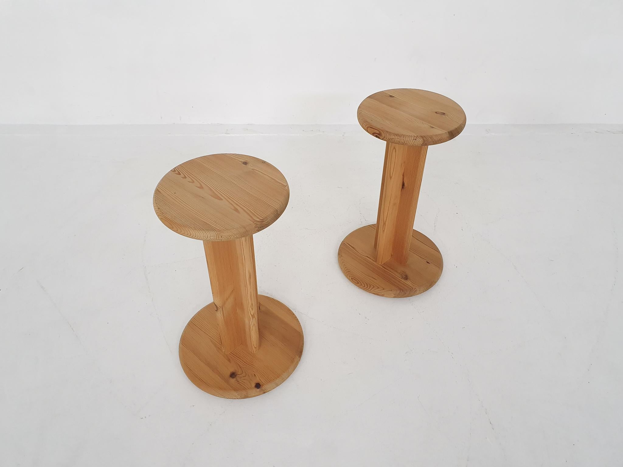Pinewood side tables, stools or plant stands
Marked with 