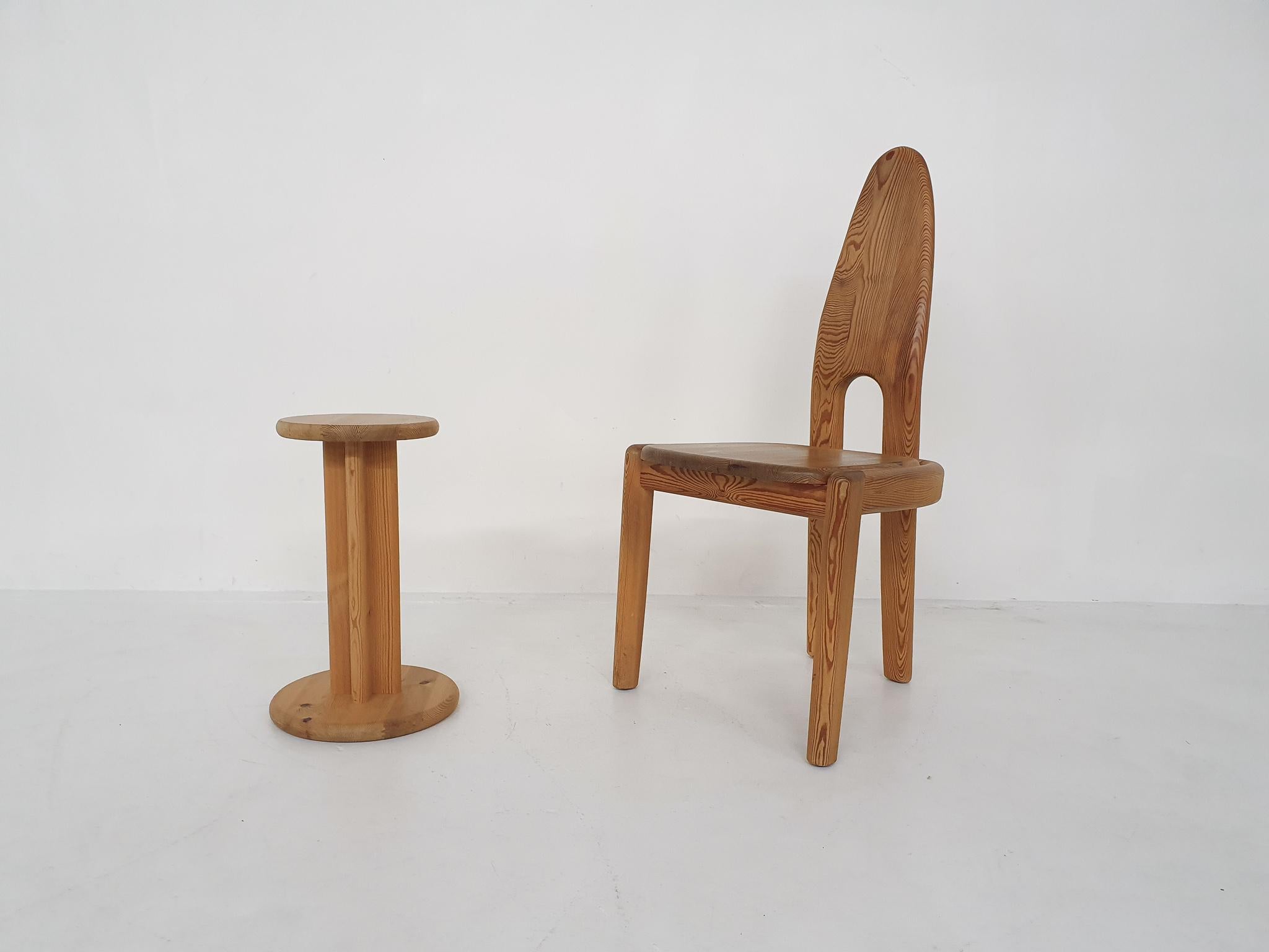 Set of Two Aksel Kjersgaard Pinewood Stools or Plant Stands, Denmark, 1970's 3