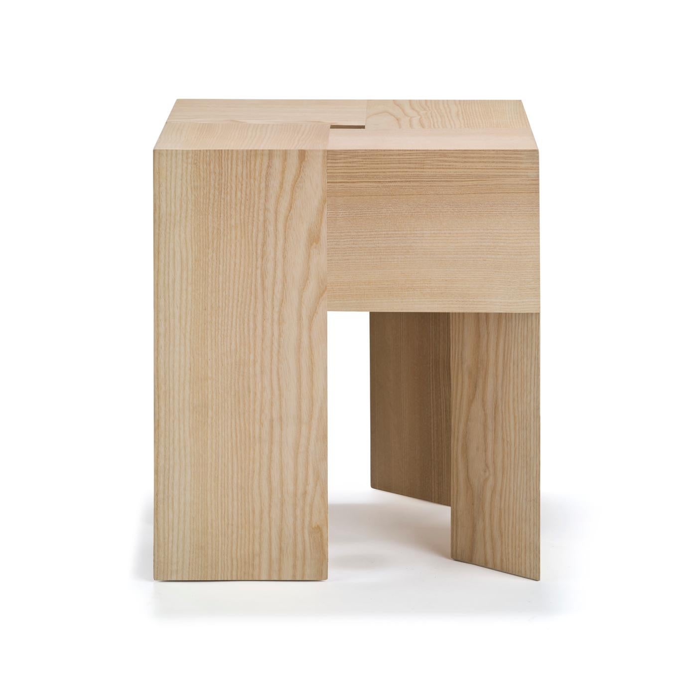 Mid-Century Modern Set of Two Aldo Bakker 'Triangle' Wood Stools or Side Table by Karakter