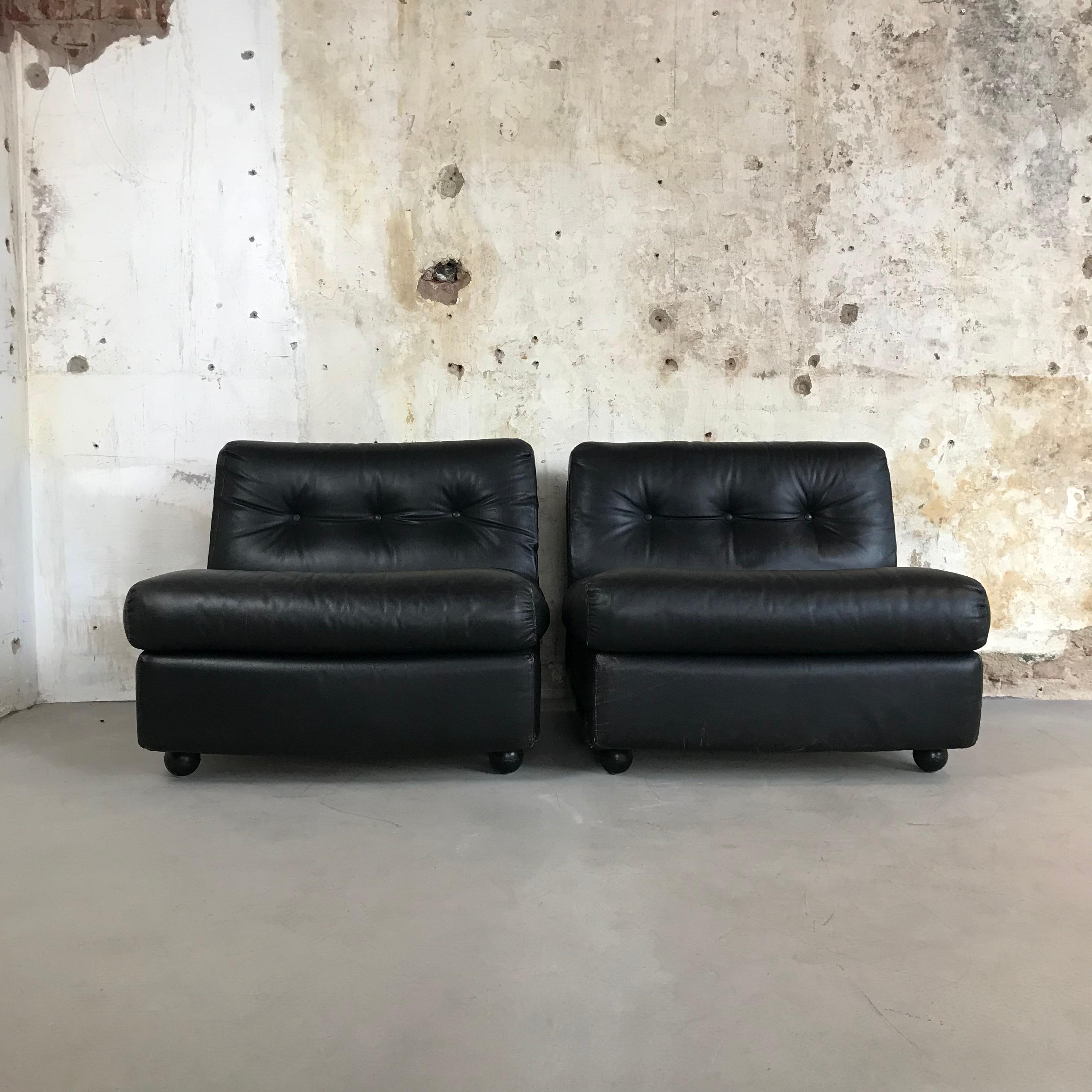 Mid-Century Modern Set of Two 'Amanta' Lounge Chairs by Mario Bellini for B&B Italia, 1960s For Sale