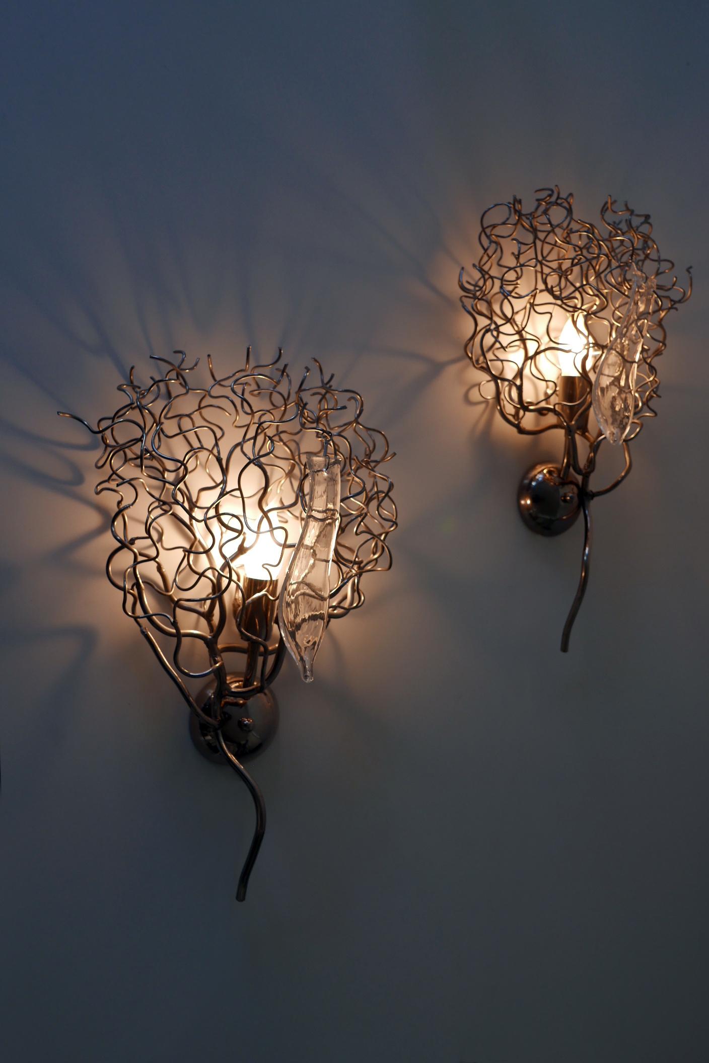 Set of Two Amazing Hollywood Wall Lamps by William Brand for Brand van Egmond 1