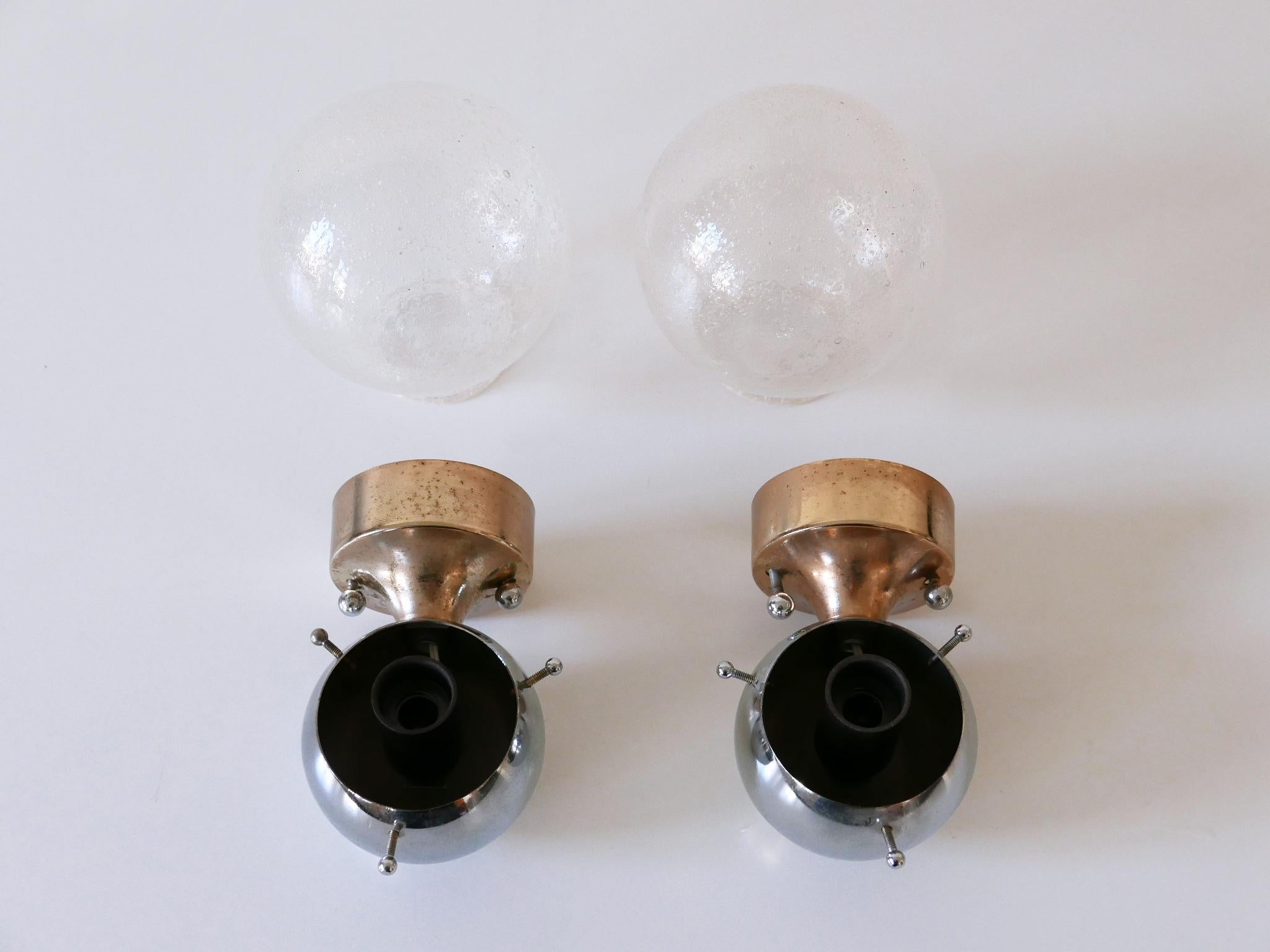 Ensemble de deux superbes appliques modernes mi-siècle en verre et métal Allemagne des années 1970 en vente 11