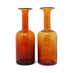 Set von zwei Gulvvase-Vasen aus Bernsteinglas von Otto Brauer für Holmegaard