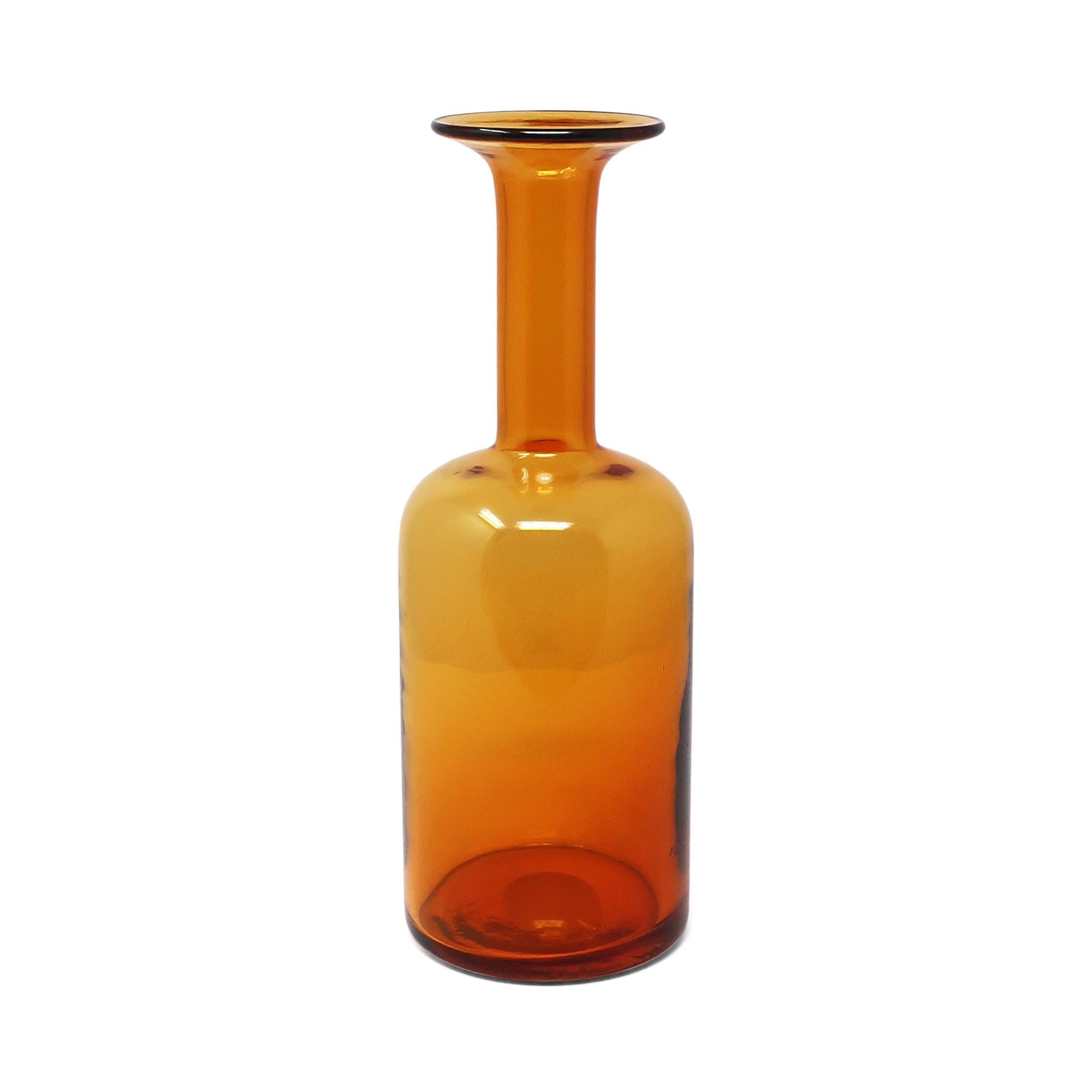 20th Century Set of Two Amber Glass Gulvvase Vases by Otto Brauer for Holmegaard  For Sale