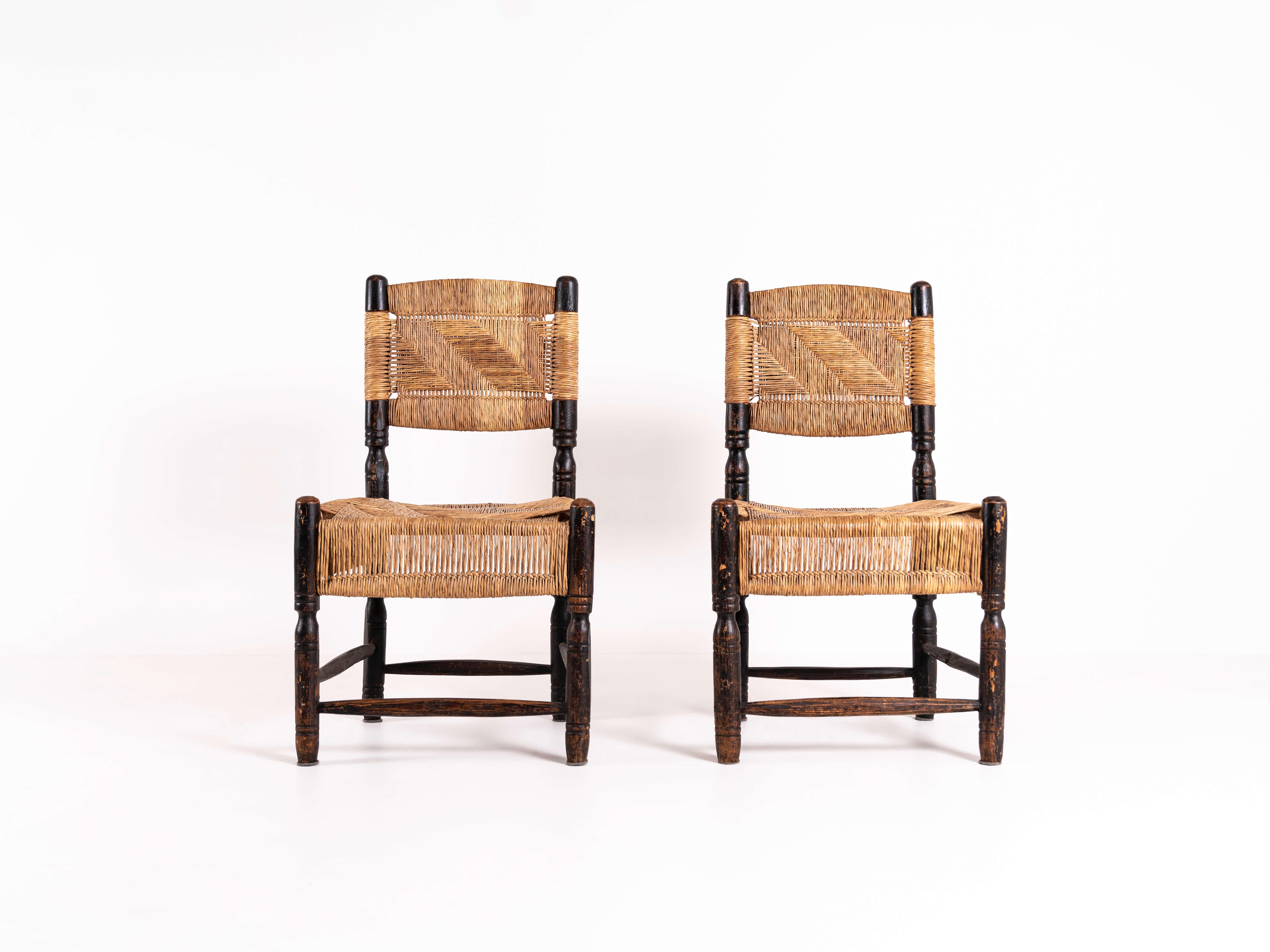Mid-Century Modern Set of Two American Vintage Woven Chairs, ca 1940s
