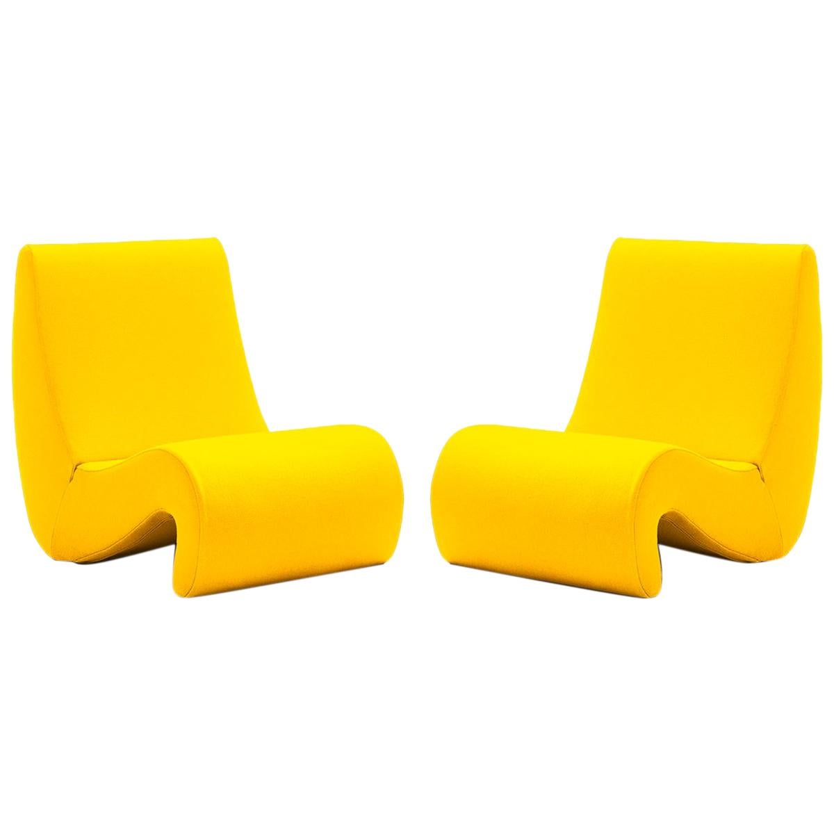 Set of Two Amoebe Chair in Foam and Fabric by Verner Panton