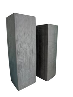 Set of Two Anthracite Bisque Porcelain Skyscraper Vases by Rosenthal Germany