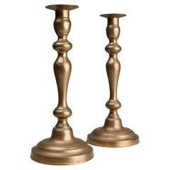 Set of two antique 19th century French copper candlesticks