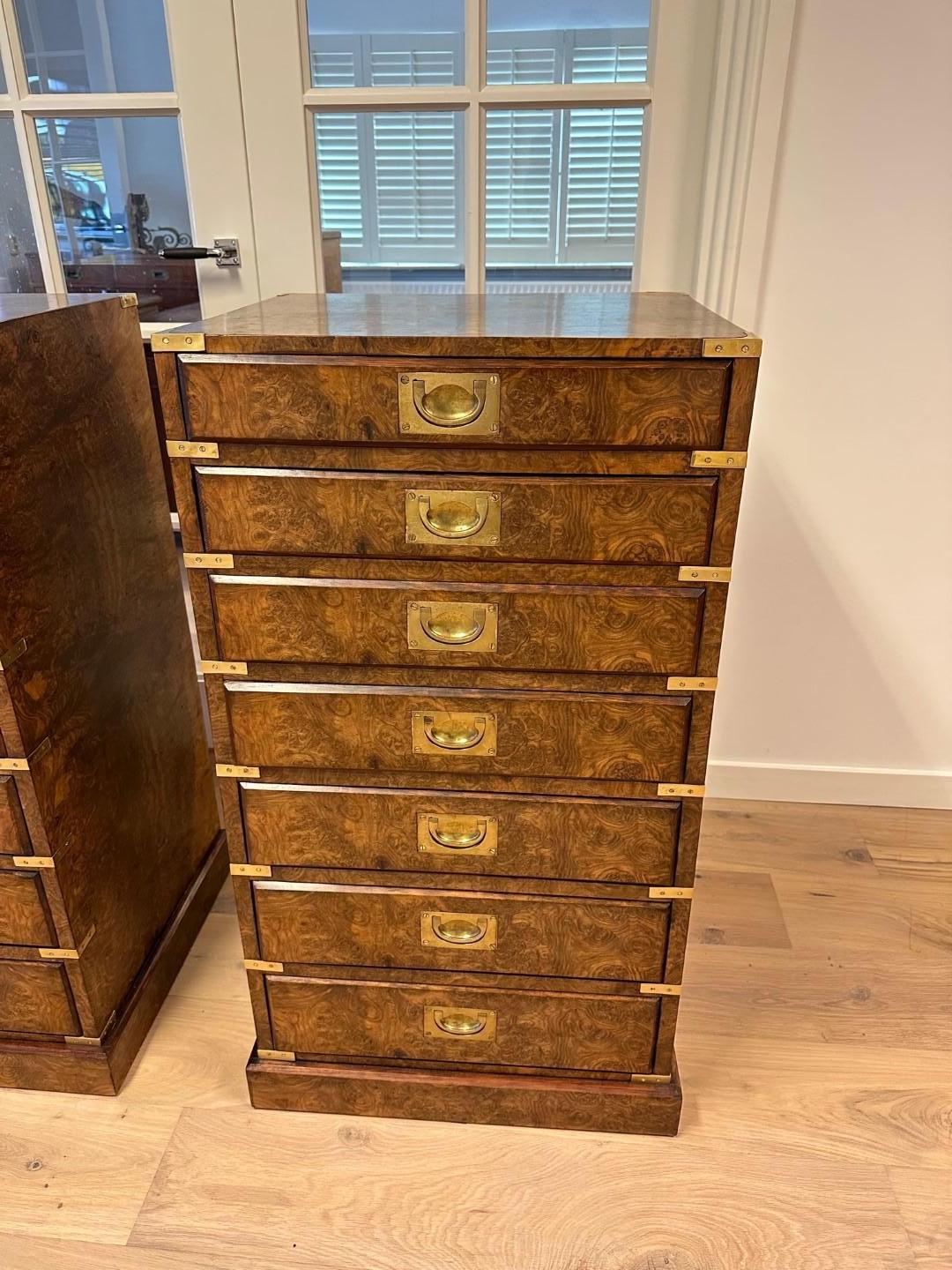 British Set of two Antique Burr Walnut Chest of Drawers For Sale