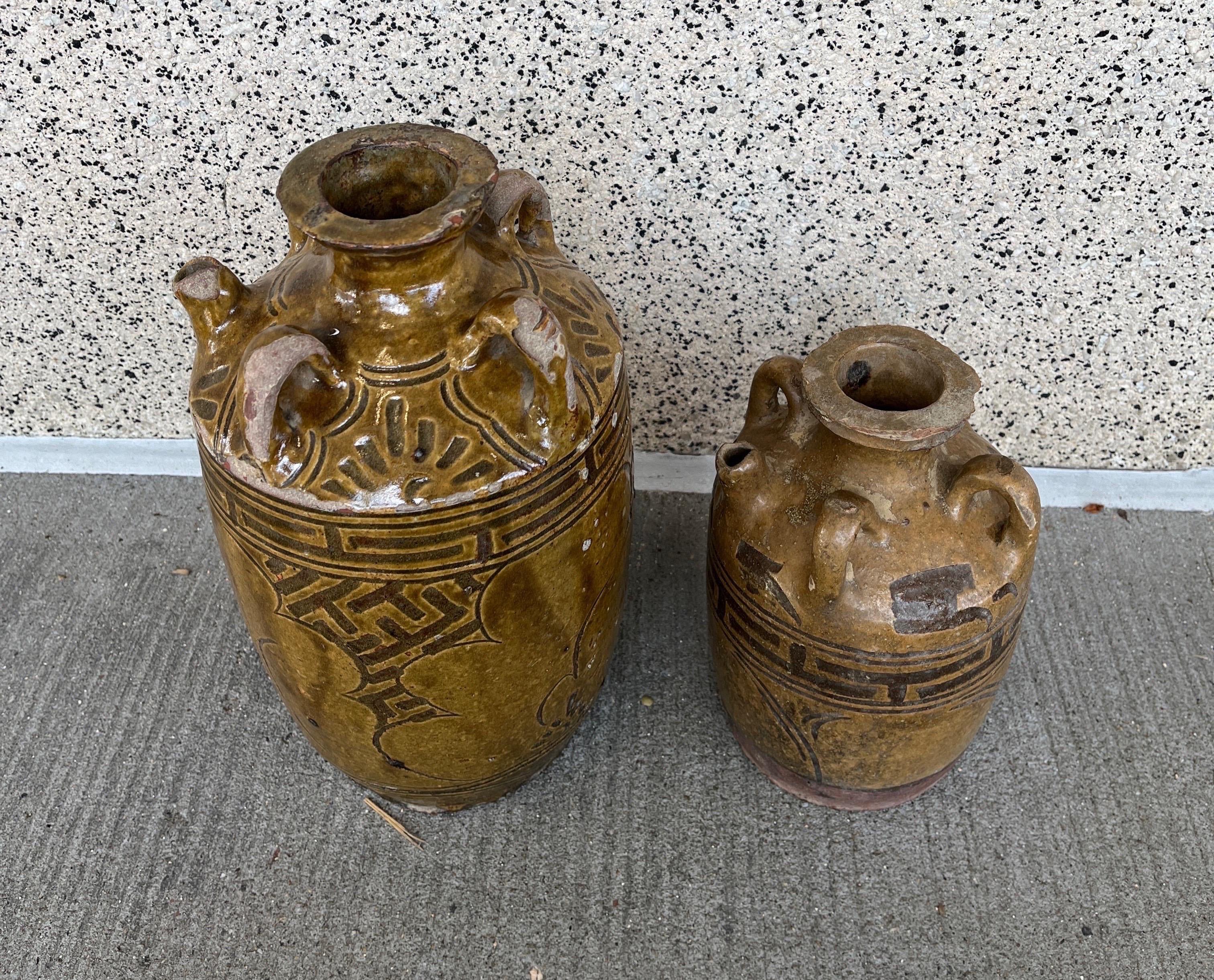 Set Of Two Antique Chinese  Ceramic Wine Vessels For Sale 6